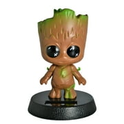 Guardians Of The Galaxy Cute Solar Powered Groot  PVC Bobblehead  Car Dashboard Office Home Ultra Detail Doll .
