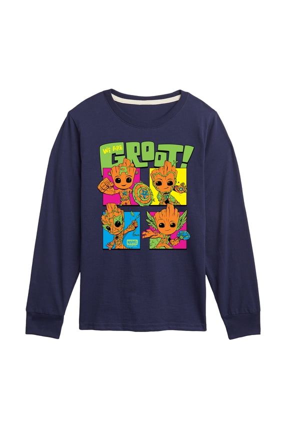 - Groot Costumes - Youth Boys Long Sleeve Graphic T-Shirt