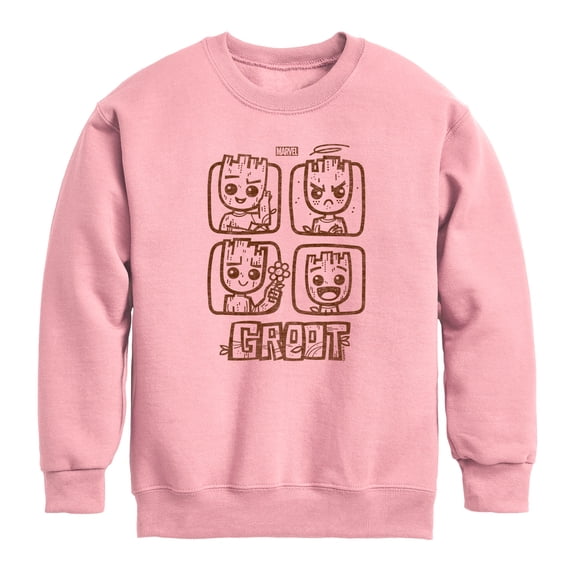 Guardians Of The Galaxy - Groot Grid - Youth Boys Crew Fleece Sweatshirt