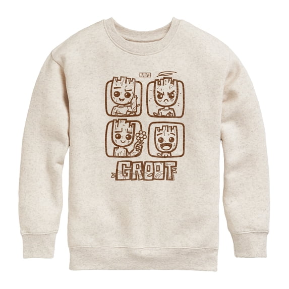 Guardians Of The Galaxy - Groot Grid - Youth Boys Crew Fleece Sweatshirt