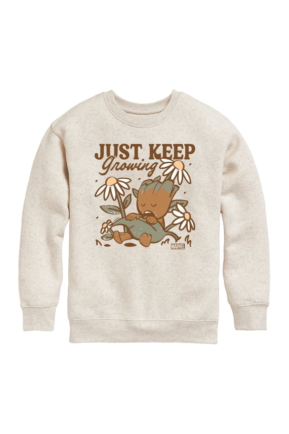 - Groot Keep Growing - Youth Boys Crew Fleece Sweatshirt