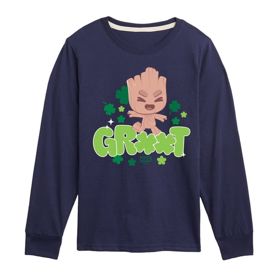 Guardians Of The Galaxy - Groot Shamrock - Youth Boys Long Sleeve Graphic T-Shirt