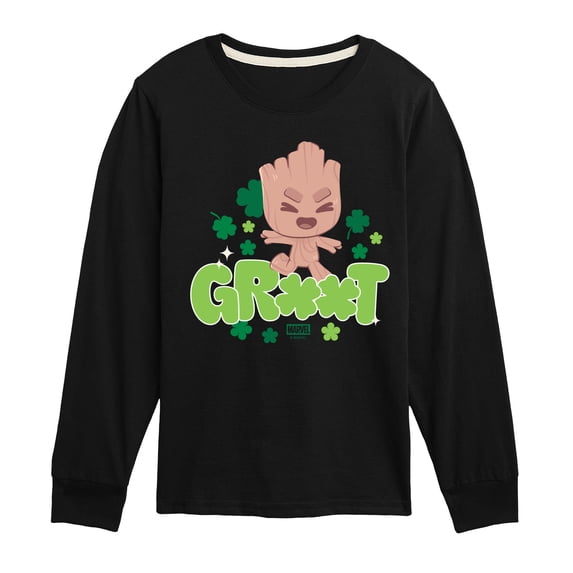 Guardians Of The Galaxy - Groot Shamrock - Youth Boys Long Sleeve Graphic T-Shirt