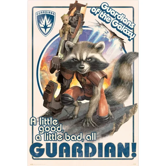 Guardians Of The Galaxy - Marvel Poster (Rocket & Baby Groot) UNFRAMED PAPER POSTER, Home Decor