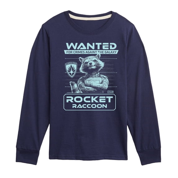 Guardians Of The Galaxy - Rocket Wanted Poster - Youth Boys Long Sleeve Graphic T-Shirt