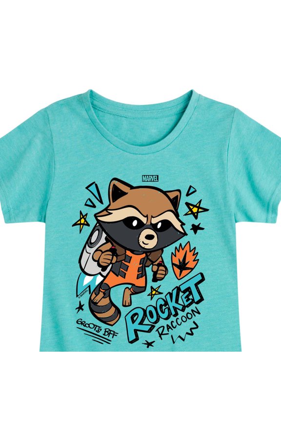 - Scribble Rocket - Youth Girls Fitted Short Sleeve T-Shirt