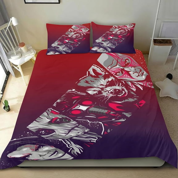 Guardians Of The Galaxy Themed Bed Sheet Set Three Piece Set 53x79 Inches Comfortable And Skin Friendly Unique Design Creating A Star Studded Night