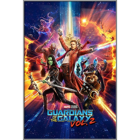 Guardians Of The Galaxy Vol. 2 - Framed Movie Poster (Regular Style / One Sheet Design) (Silver Aluminum Frame) (Silver Aluminum Frame)