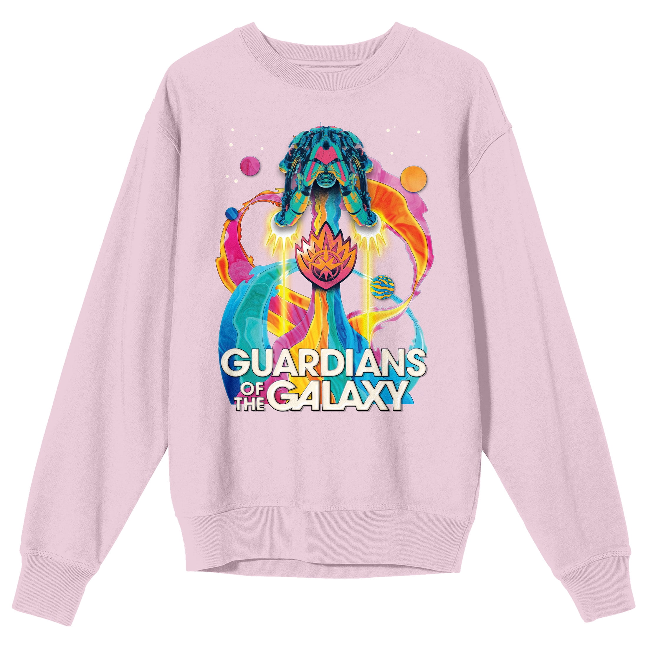 Guardians Of The Galaxy Vol. 3 Colorful Space Shape Crew Neck Long Sleeve Cradle Pink Adult Sweatshirt 3XL Walmart