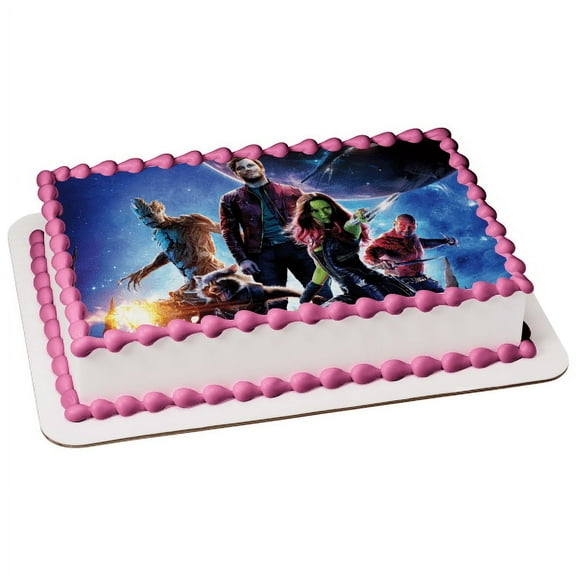 Guardians of Galaxy Gamora Star-Lord Nebula Edible Cake Topper Image ABPID08995
