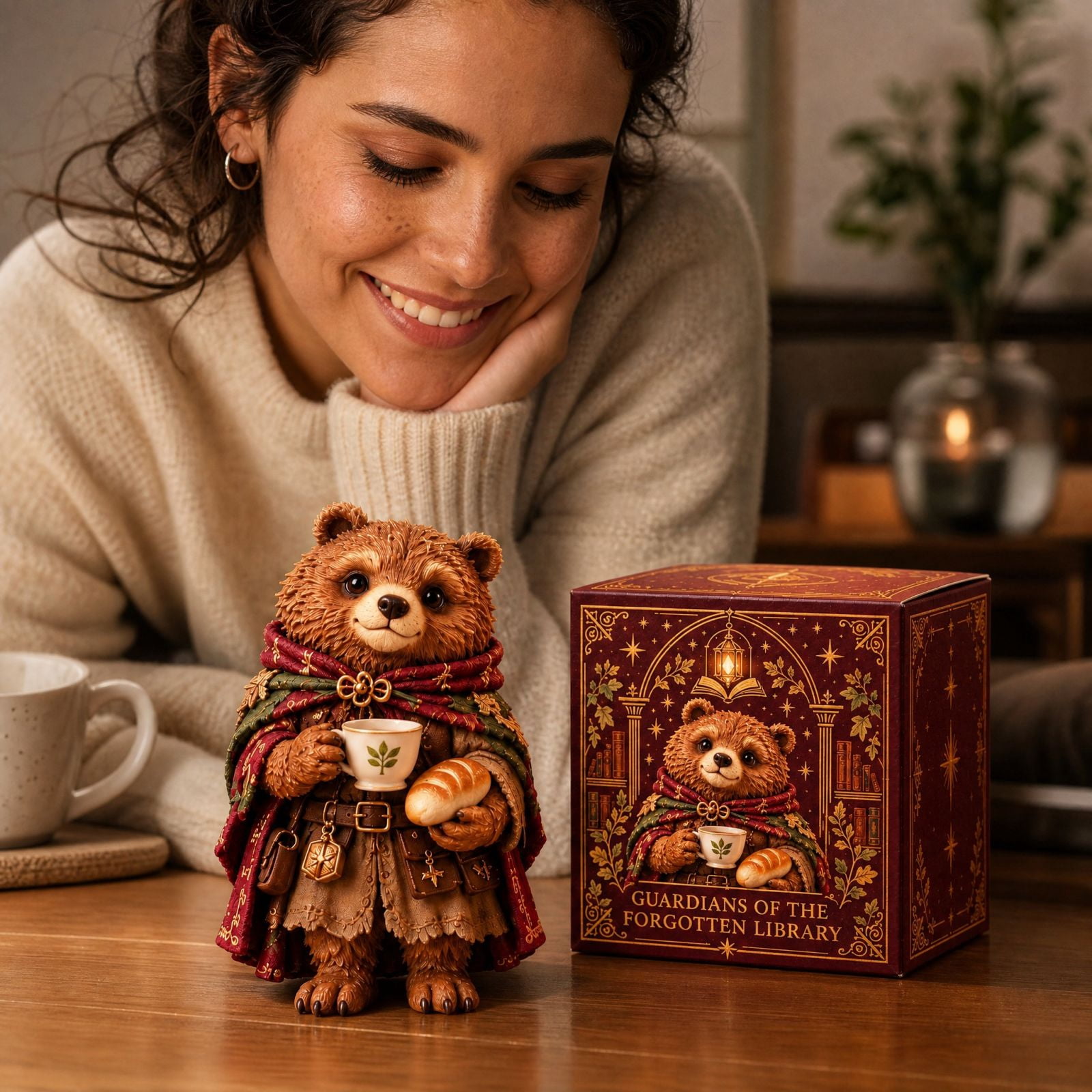 Guardians of The Forgotten Library Resin Bear Figurine, Fantasy Wizard ...