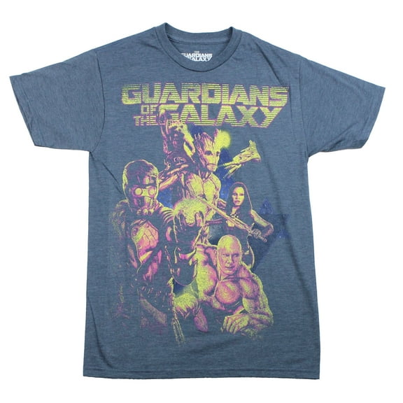 Guardians of The Galaxy (Marvel Comics) Mens T-Shirt - Yellow Print Team (Small)