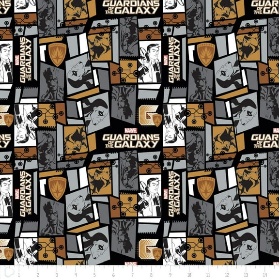 Guardians of The Galaxy Tiles 100% Cotton Sold by The Yard