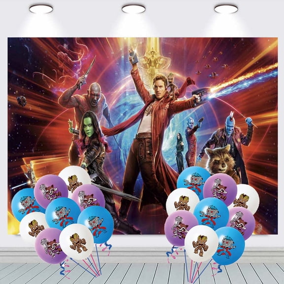 Guardians of the Galaxy Banner Backdrop Background Birthday Balloons Party Supplies Taspestry Poster Wall Decor