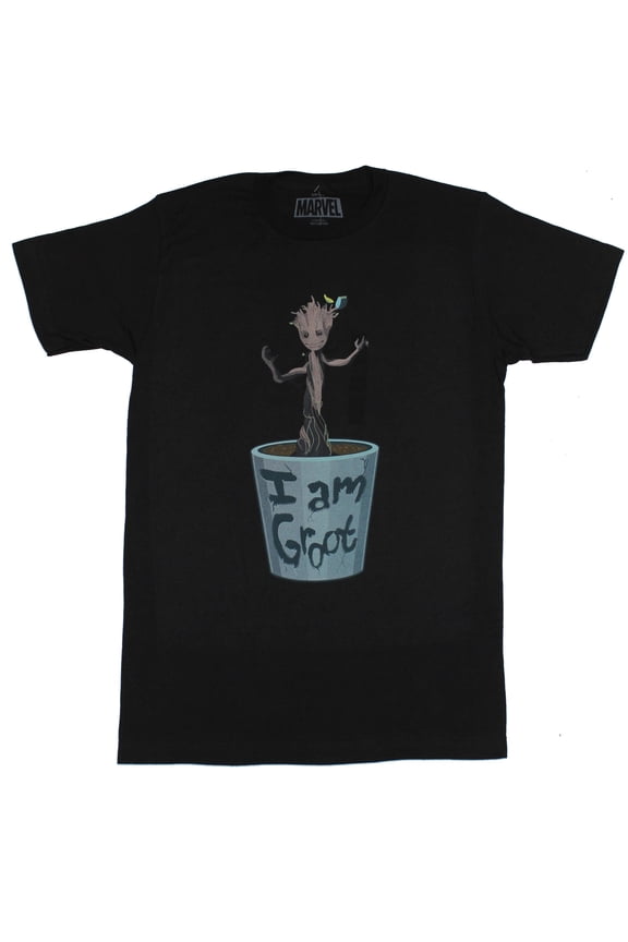 Guardians of the Galaxy Mens T-Shirt - Growing Baby Groot Pot Image (Medium)