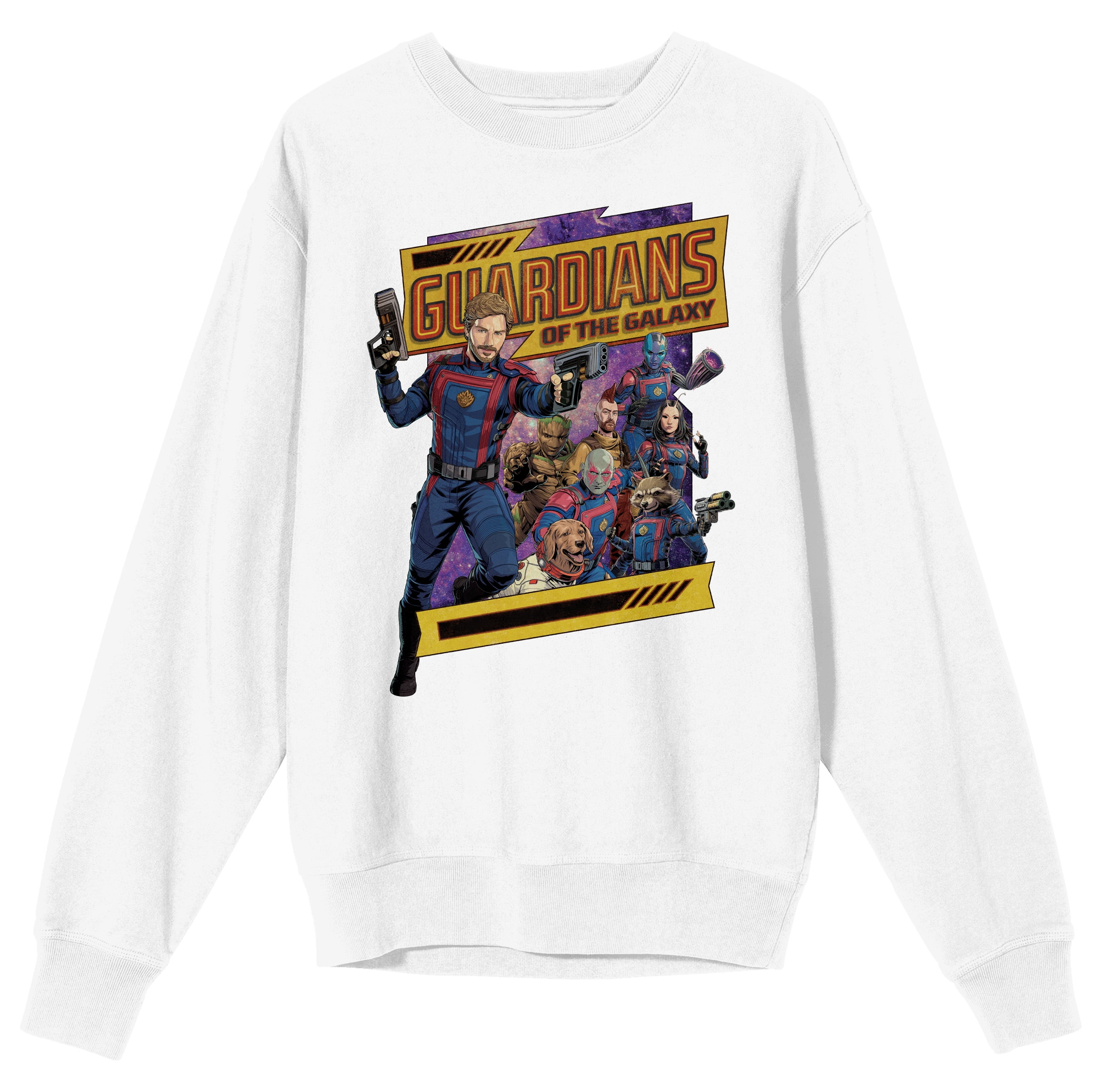 Guardians of the Galaxy Vol. 3 Comic Art Characters Men s White Crew Neck Sweatshirt 3XL