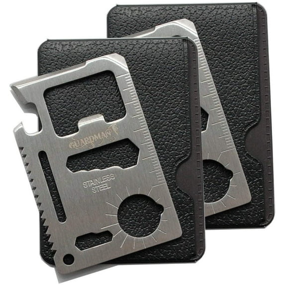 Guardman 2pcs 11 in 1 Multi Tool Credit Card Survival Tool Fits Perfect in Your Wallet (2 Pack) Stocking Stuffers for Men Christmas Gifts Under 20 Dollars