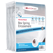 Guardmax Premium Box Spring Cover - Queen Size Waterproof and Bed Bug Proof Zippered Box Spring Encasement - 6 Side Absorbent Boxspring Protects Against Bed Bugs, Dust Mites, Dirt, Spills, and Stains