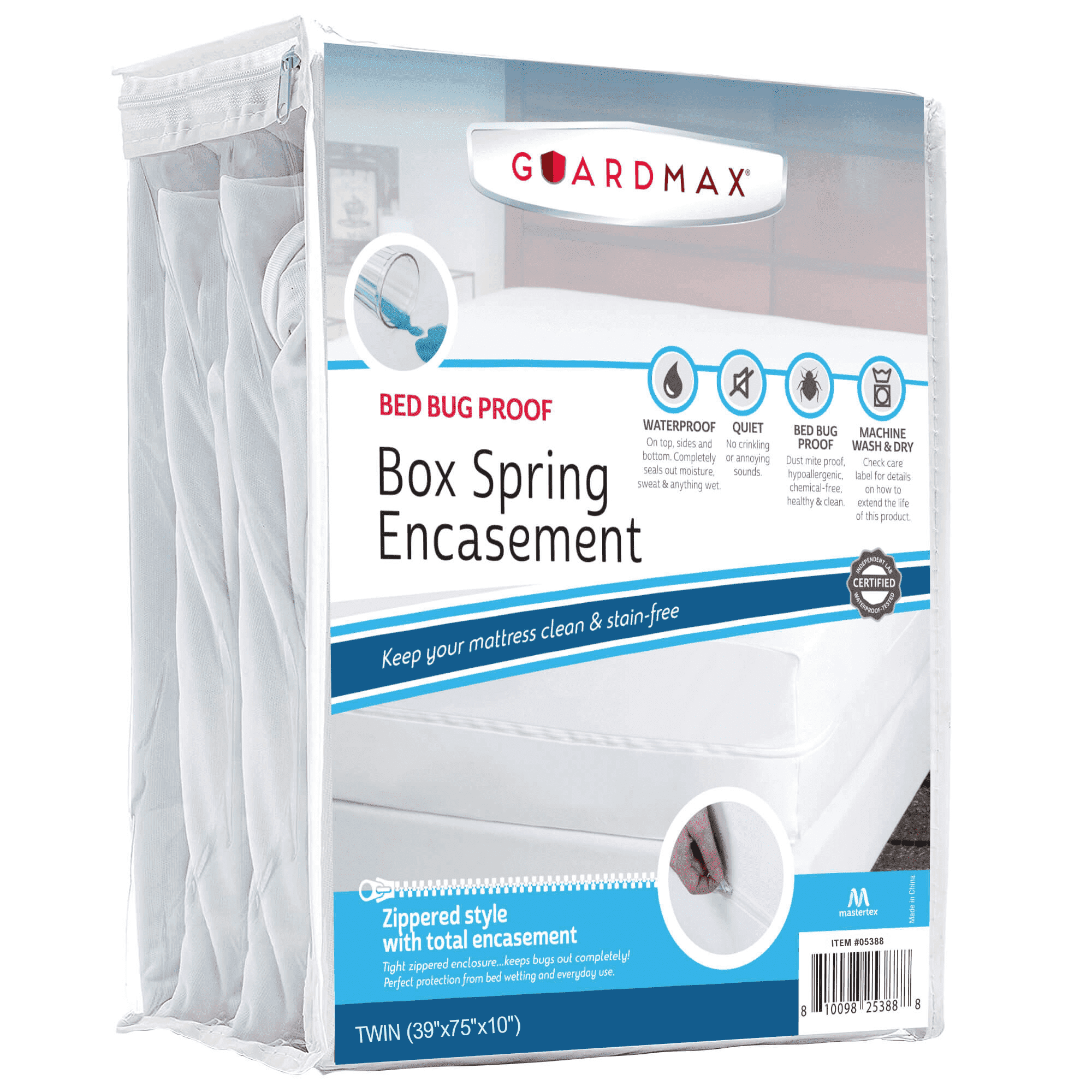 Encasing Box Guardmax Waterproof Box Spring Encasement, Twin Size, Zippered Cover ...