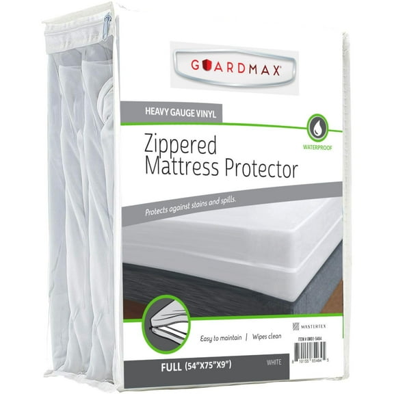 Guardmax Heavy Duty Vinyl Full Zippered Mattress Encasement - Waterproof & Breathable Mattress Protector - Comfortable, Soft, and Noiseless Zippered Bedding - Dust Mite Proof (54 x 75 x 9)
