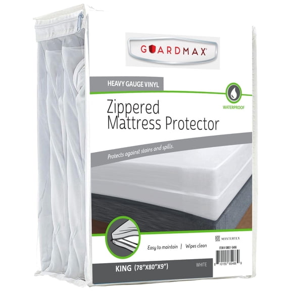 Guardmax Heavy Duty Vinyl King Zippered Mattress Encasement - Waterproof & Breathable Mattress Protector - Comfortable, Soft, and Noiseless Zippered Bedding - Dust Mite Proof (78 x 80 x9)