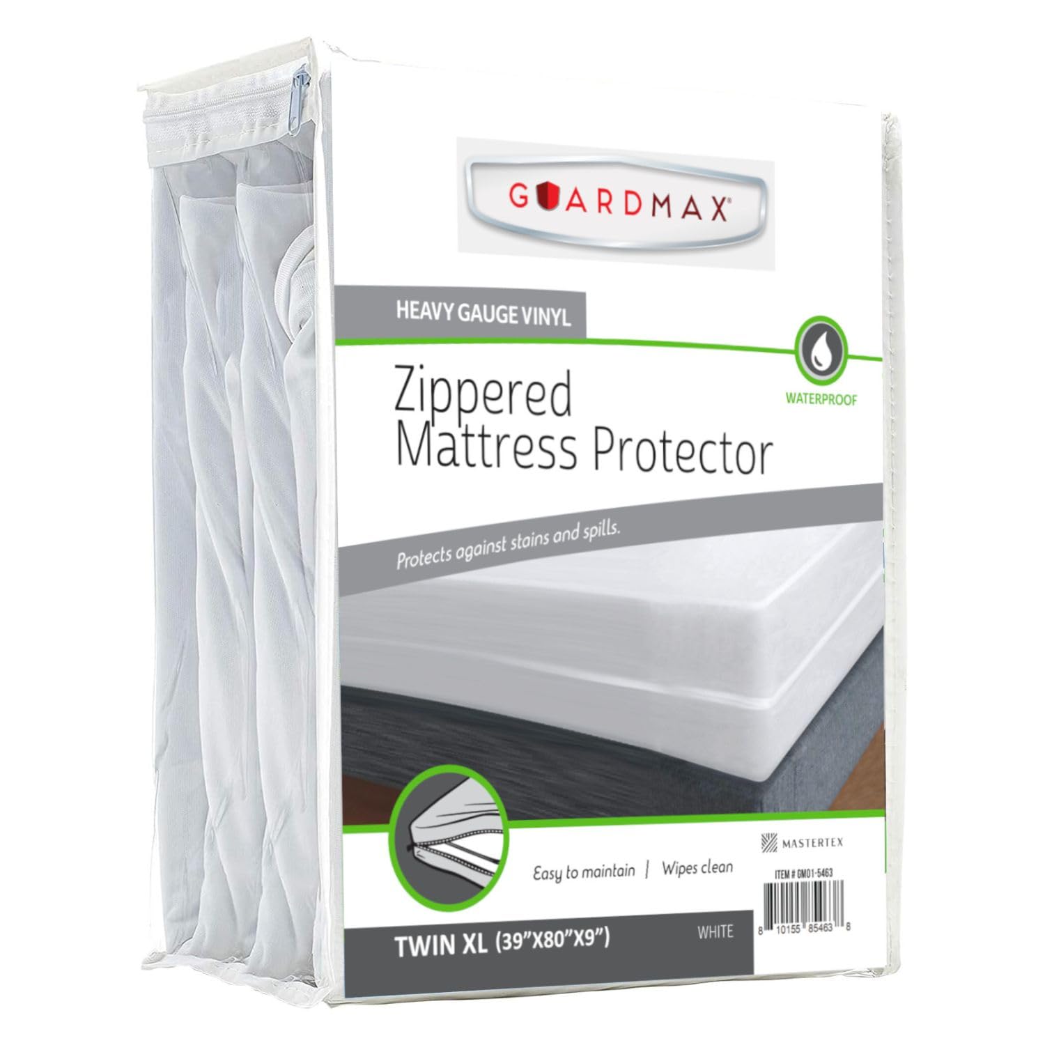 Guardmax Heavy Duty Vinyl Twin XL Zippered Mattress Encasement - Waterproof & Breathable Mattress Protector - Comfortable, Soft, and Noiseless Zippered Bedding - Dust Mite Proof (39 x 80 x 9)