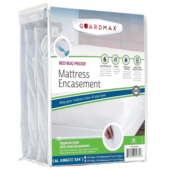 Guardmax Jersey Knitted California King Zippered Mattress Encasement - Waterproof & Bed Bug Proof Mattress Protector - Comfortable, Soft, and Noiseless Zippered Bedding - Dust Mite Proof (72 x 84)