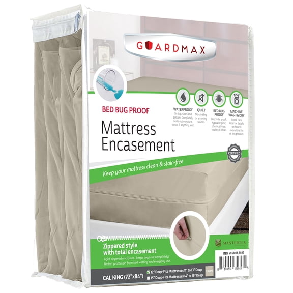 Guardmax Jersey Knitted California King Zippered Mattress Encasement - Waterproof & Bed Bug Proof Mattress Protector - Comfortable, Soft, and Noiseless Zippered Bedding - Dust Mite Proof (72x84 x12)