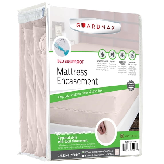 Guardmax Jersey Knitted California King Zippered Mattress Encasement - Waterproof & Bed Bug Proof Mattress Protector - Comfortable, Soft, and Noiseless Zippered Bedding - Dust Mite Proof (72x84 x12)