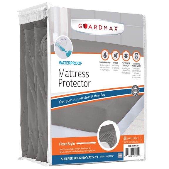 Guardmax Jersey Knitted Sleeper Sofa Size Mattress Protector - Waterproof & Dust Mite Proof Mattress Cover with Stretchable Pockets - Soft, Comfortable, & Noiseless Waterproof Fitted Sheet.(60 x 72)