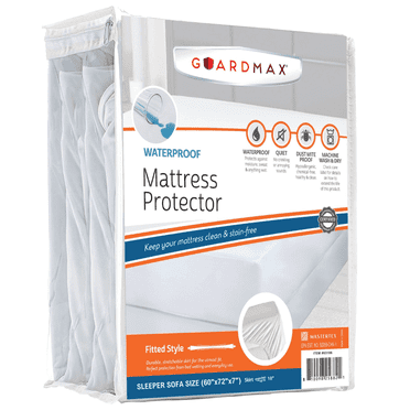 Guardmax Jersey Knitted Sleeper Sofa Size Mattress Protector - Waterproof & Dust Mite Proof Mattress Cover with Stretchable Pockets - Soft, Comfortable, & Noiseless Waterproof Fitted Sheet.(60 x 72)