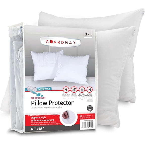 Guardmax Jersey Knitted Throw Pillow Protector with Zipper - 4 Pack -100% Waterproof, Bed Bug Proof, Dust Mite Proof, & Hypoallergenic Pillow Covers - Premium Zippered Pillow Cases. (18 X 18)