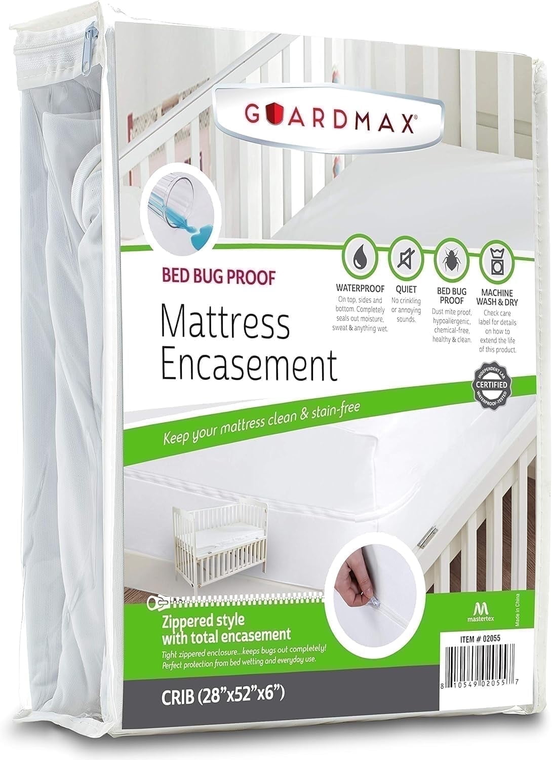Guardmax Jersey Knitted Crib Size Zippered Mattress Encasement - Waterproof & Bed Bug Proof Mattress Protector - Comfortable, Soft, and Noiseless Zippered Bedding - Dust Mite Proof (28 x 52 x 6)
