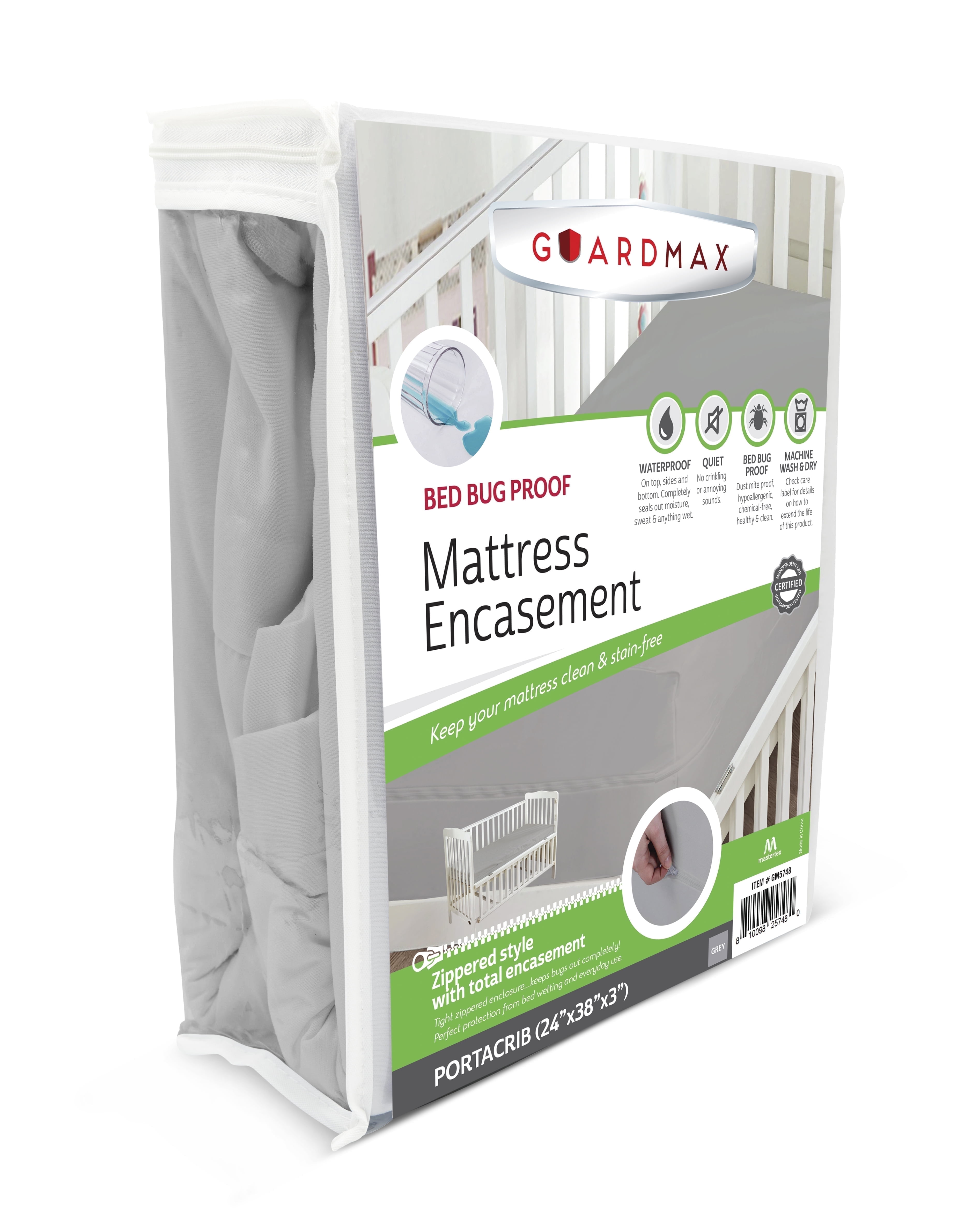 Guardmax Jersey Knitted Mini Crib Size Zippered Mattress Encasement - Waterproof & Bed Bug Proof Mattress Protector - Comfortable, Soft, and Noiseless Zippered Bedding - Dust Mite Proof (24 x 38 x 3)