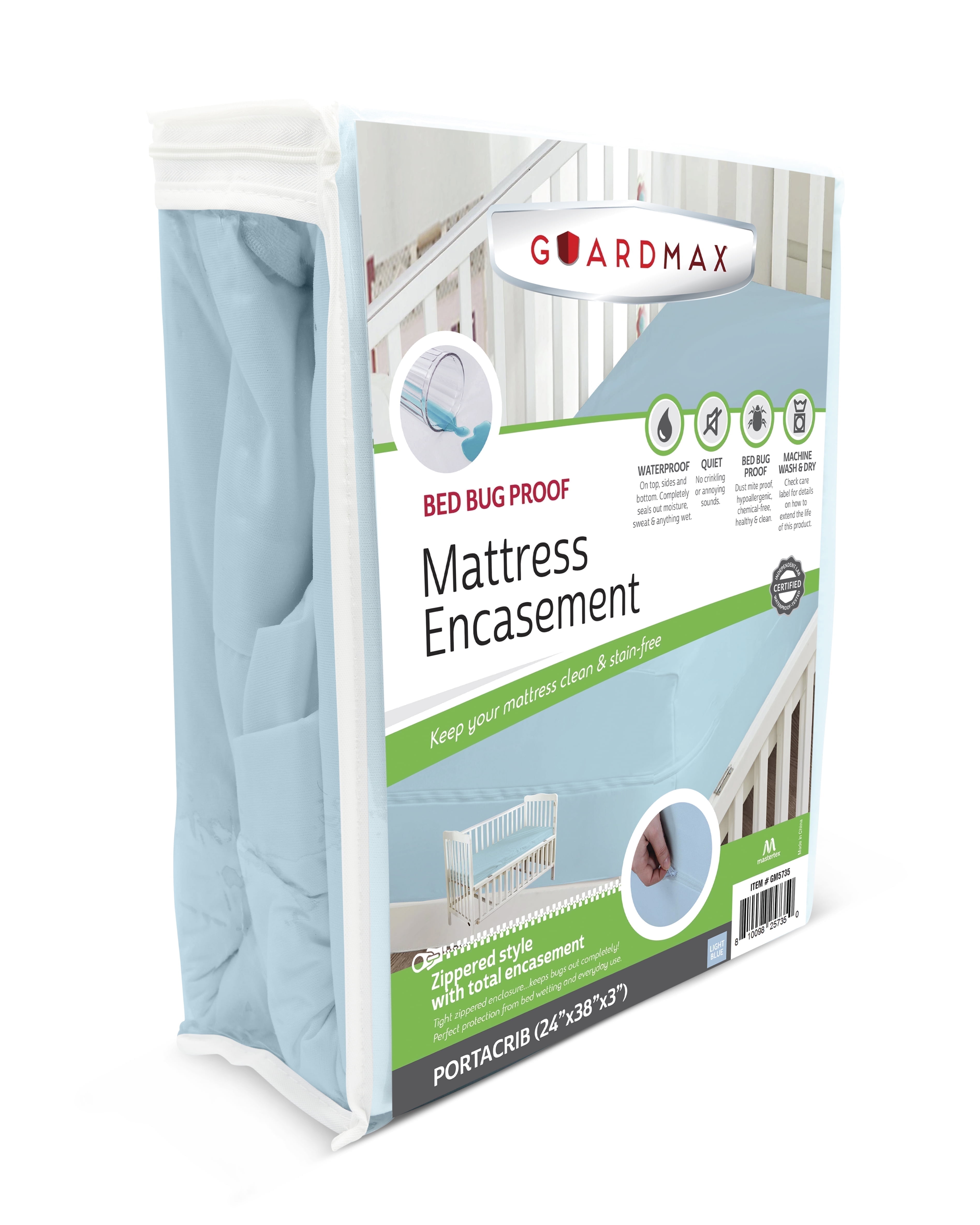 Guardmax Jersey Knitted Mini Crib Size Zippered Mattress Encasement - Waterproof & Bed Bug Proof Mattress Protector - Comfortable, Soft, and Noiseless Zippered Bedding - Dust Mite Proof (24 x 38 x 3)