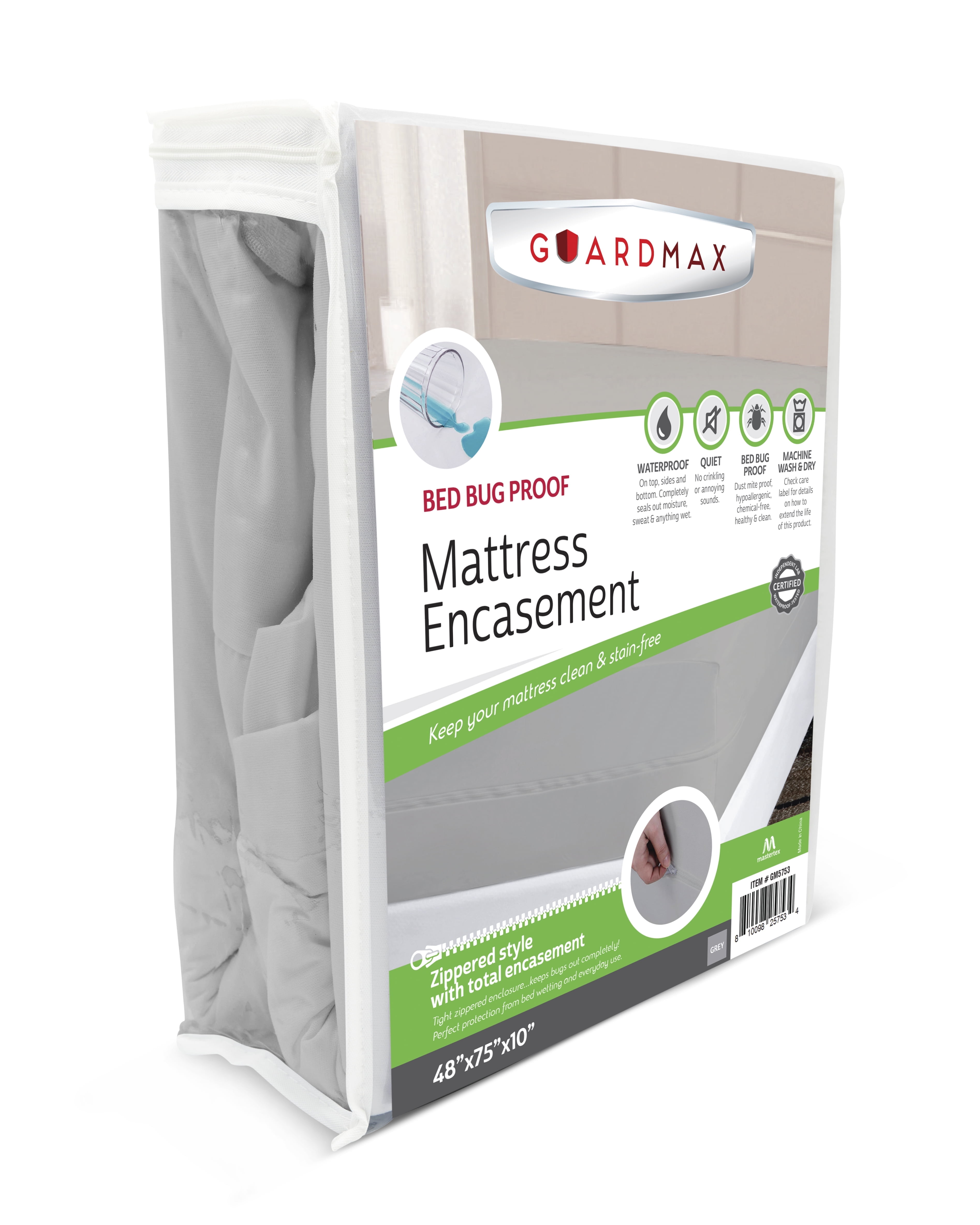 Guardmax Twin Gray Waterproof Zippered Mattress Encasement