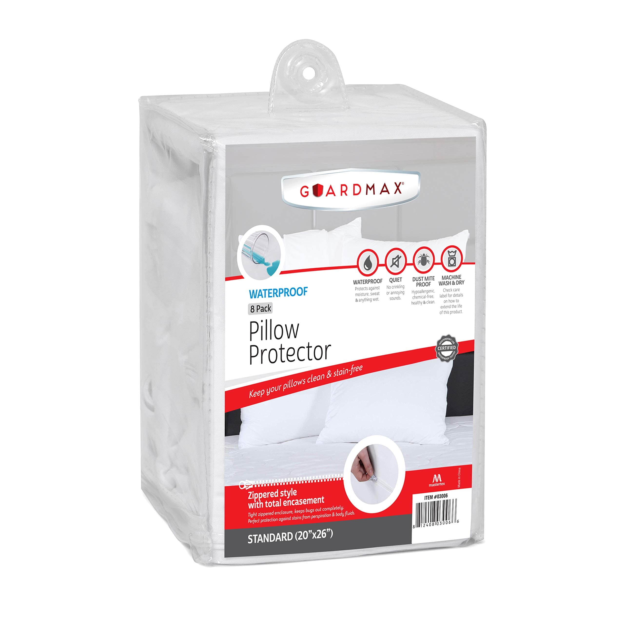 Guardmax Protective Pillow Covers with Zipper Waterproof Pillow