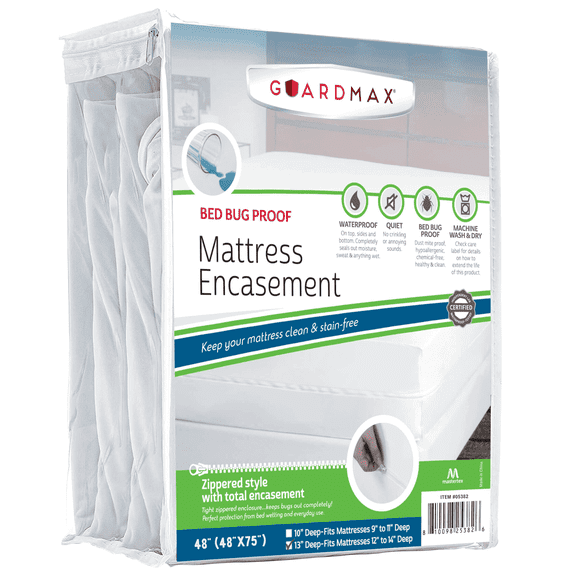 Guardmax Jersey Knitted RV Zippered Mattress Encasement with Deep Pockets - Waterproof & Bed Bug Proof Mattress Protector - Comfortable, Soft, and Noiseless Zippered Bedding - (48x 75 x 13)