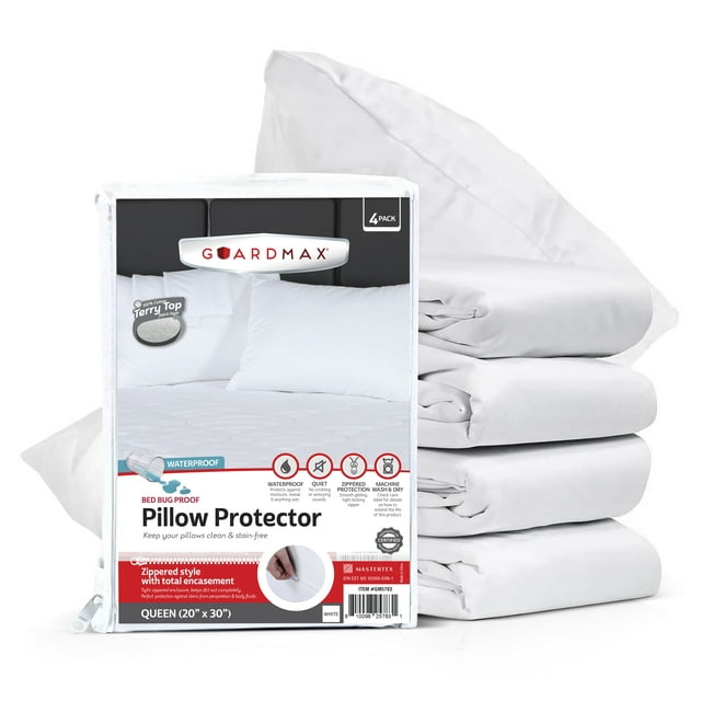 Guardmax Terry Cotton Waterproof Queen Size Zippered Bed Bug Pillow