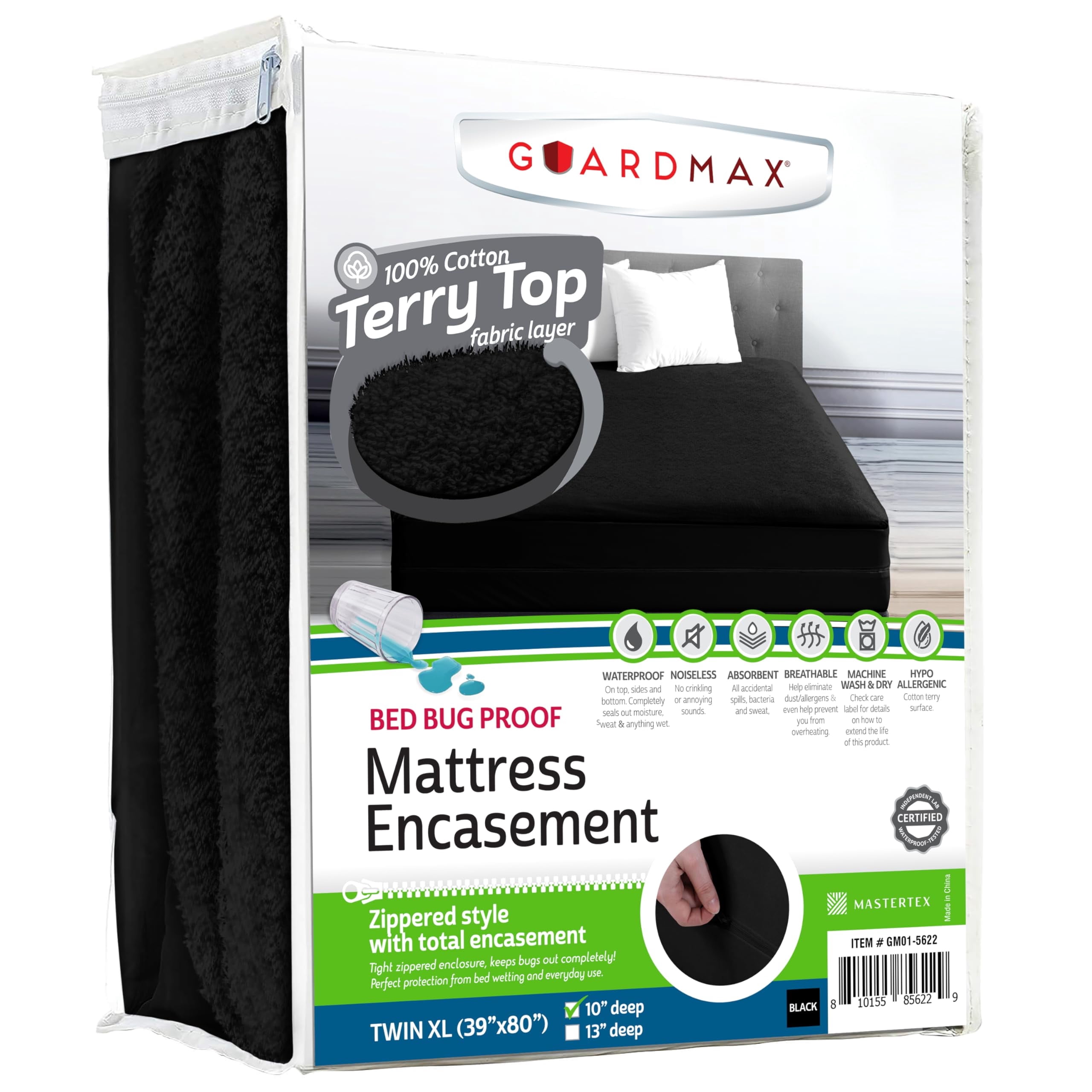 Guardmax Terry Cotton Zippered Mattress Encasement - Twin XL Size - 100 ...