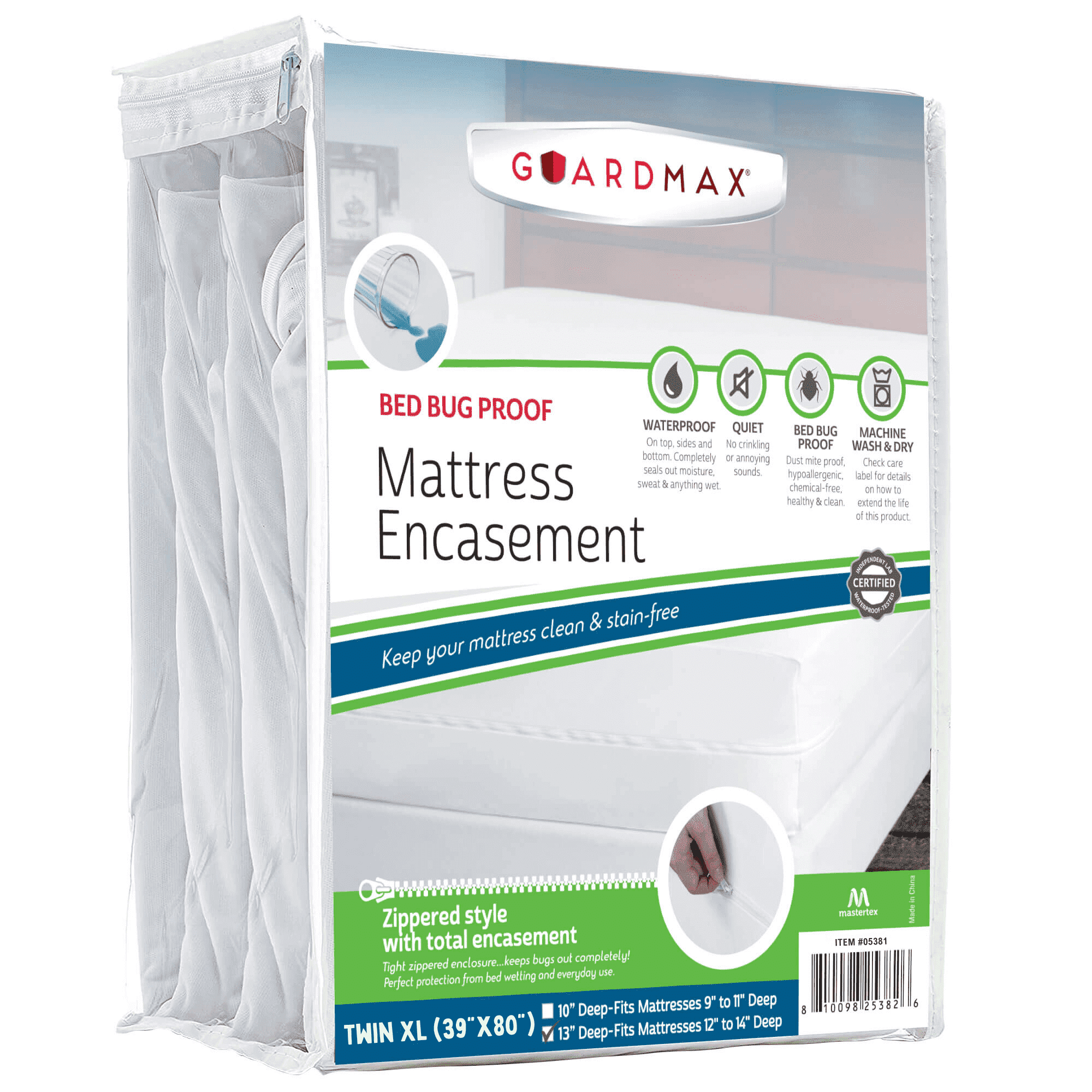 Guardmax White Waterproof Twin XL Mattress Encasement with Zipper