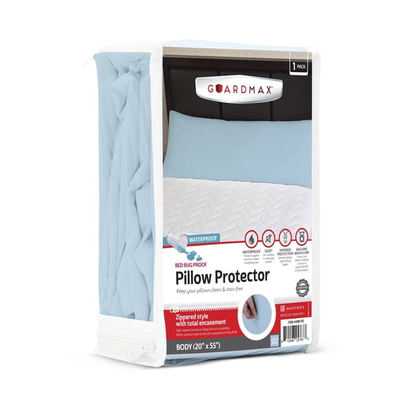 Guardmax Jersey Knitted Pillow Protector with Zipper Body Size - 100% Waterproof, Bed Bug Proof, Dust Mite Proof, & Hypoallergenic Pillow Covers - Premium Zippered Pillow Cases. (20 X 55)