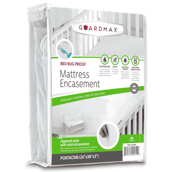 Guardmax Jersey Knitted Mini Crib Size Zippered Mattress Encasement - Waterproof & Bed Bug Proof Mattress Protector - Comfortable, Soft, and Noiseless Zippered Bedding - Dust Mite Proof (24 x 38 x 3)