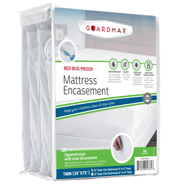 Guardmax Jersey Knitted Twin Zippered Mattress Encasement - Waterproof & Bed Bug Proof Mattress Protector - Comfortable, Soft, and Noiseless Zippered Bedding - Dust Mite Proof (39 x 75 x 10)