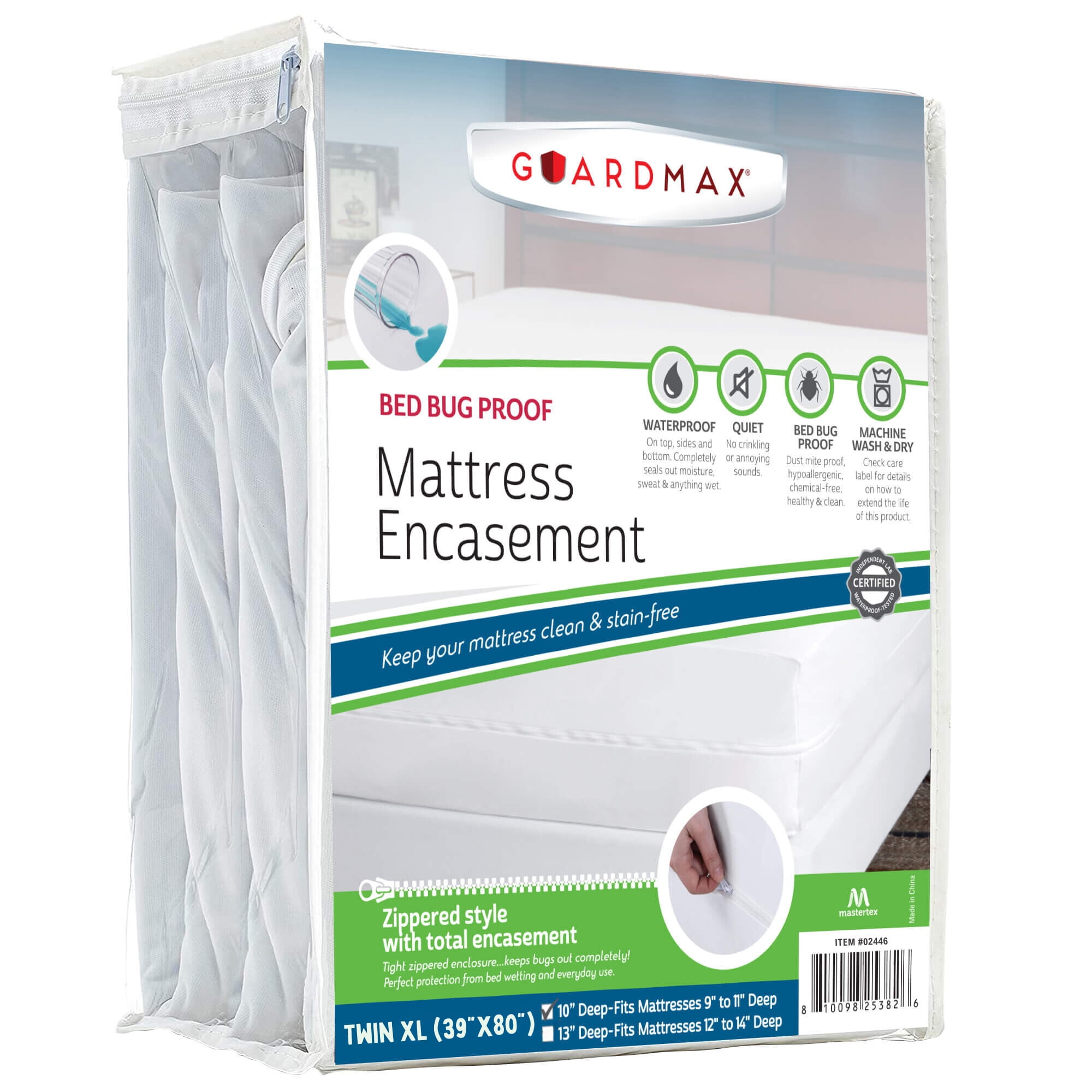 Guardmax Twin XL White Polyester Waterproof Mattress Encasement