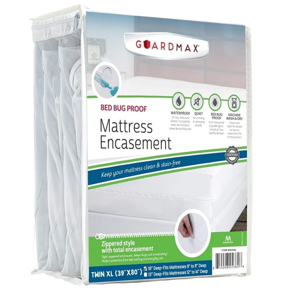 Guardmax Jersey Knitted Twin XL Zippered Mattress Encasement - Waterproof & Bed Bug Proof Mattress Protector - Comfortable, Soft, and Noiseless Zippered Bedding - Dust Mite Proof (39 x 80 x 10)