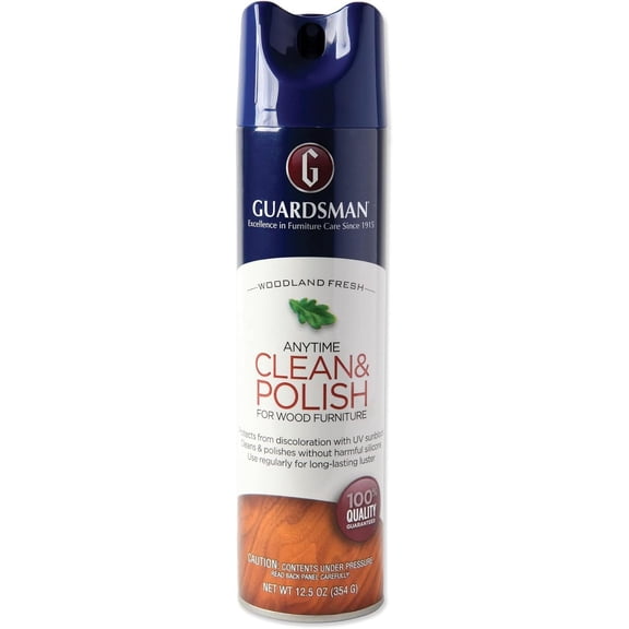 Guardsman Clean & Polish For Wood Furniture - Woodland Fresh Scent, Silicone Free, UV Protection - 12.5 Ounce