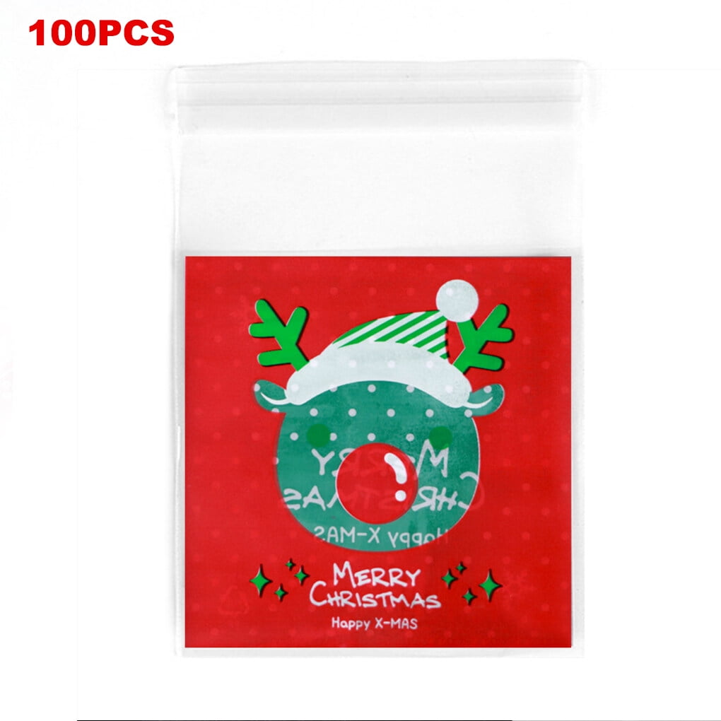 Guardung 100 Pieces Self Seal Plastic Food Bag Christmas Themed