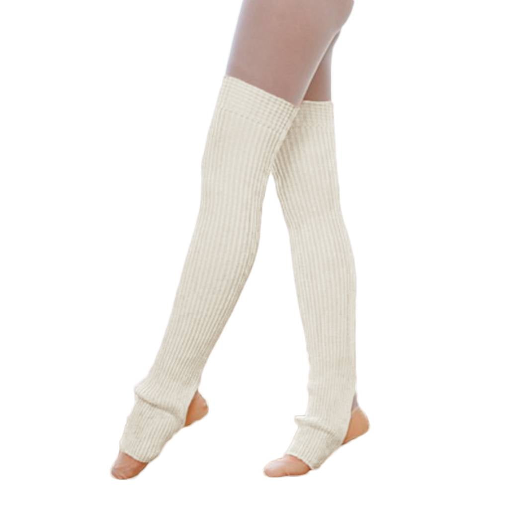 Guardung Leg Warmers Socks Fashionable Long Footless Sock Winter Autumn Skin Friendly Breathable Ballet Stockings for Girls White