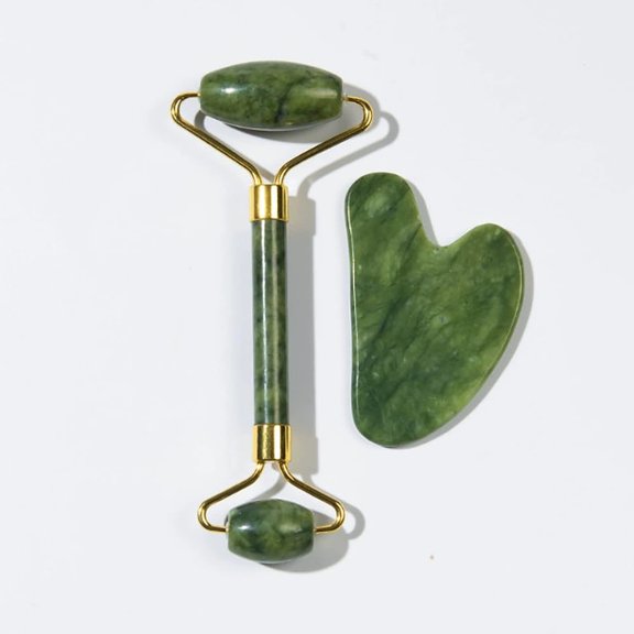 Guasha Beautiful Massage,Scraping Scraper, Face Massager, Gua Sha Eye Face Board,Spa Massage Tool(Green Phoenix Jade [Brownish Green] Set)